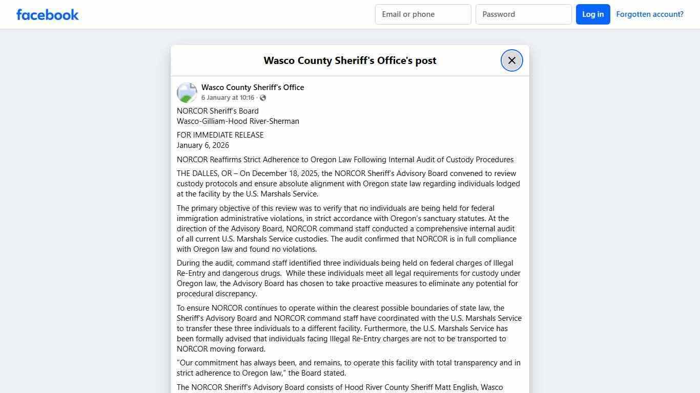 NORCOR Sheriff’s Board... - Wasco County Sheriff's Office | Facebook